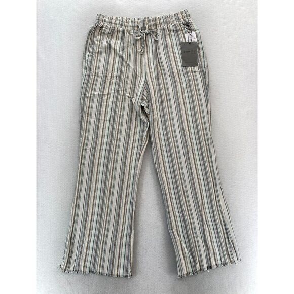 Royalty‎ For Me Palazzo Pants Women's Medium Rainbow Striped Linen Wide Leg Boho - Picture 1 of 14